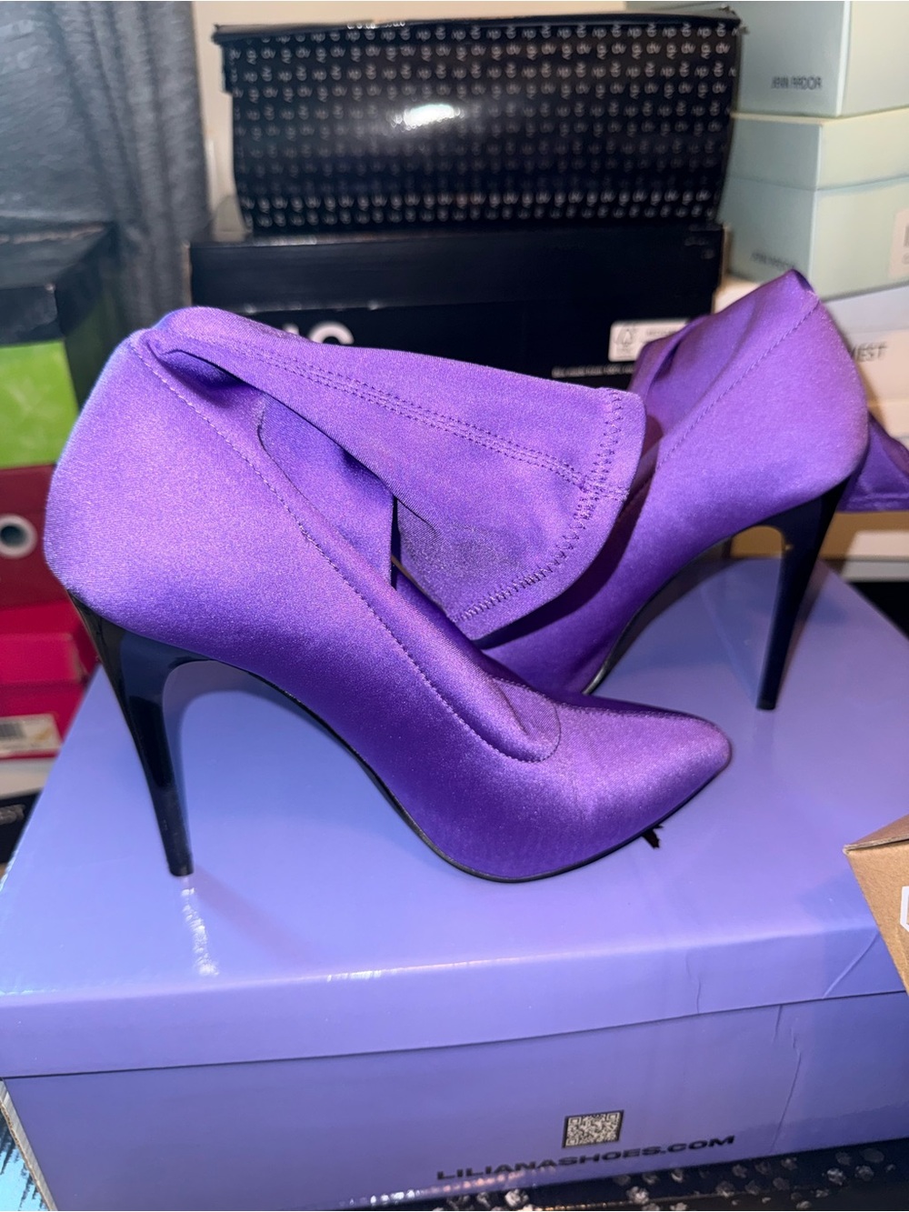 Elegant Purple Satin High Heel Pumps for Women